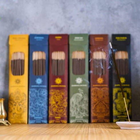 Jembrana Incense Sticks Mix, 6 Scents (144 Sticks Total), 24 Sticks Each of Sandalwood, Amber, and More