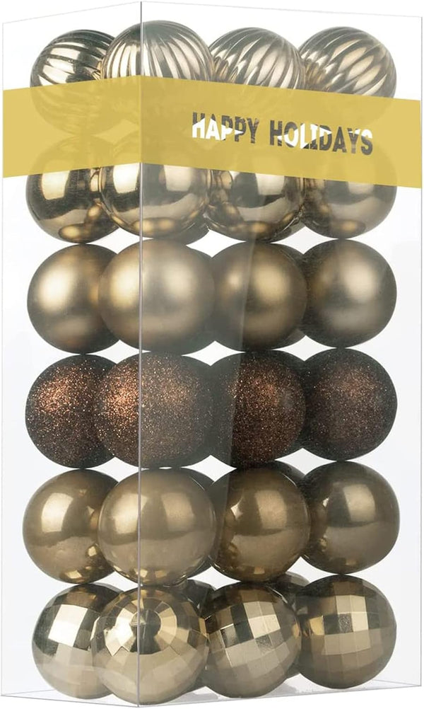 Vintage Copper 2.5" Christmas Balls, Shatterproof Hanging Ornaments for Birthday Wedding Halloween Holiday Decorations,