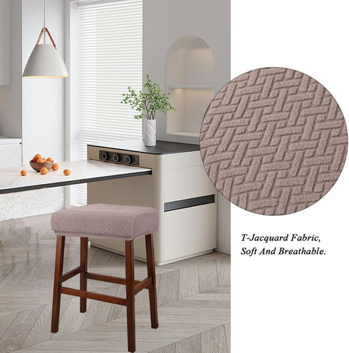Lussenwert Set 2, Stool Covers Rectangular of Jacquard Vanity Stool Covers Stretch Washable Saddle Bar Stool Slipcover