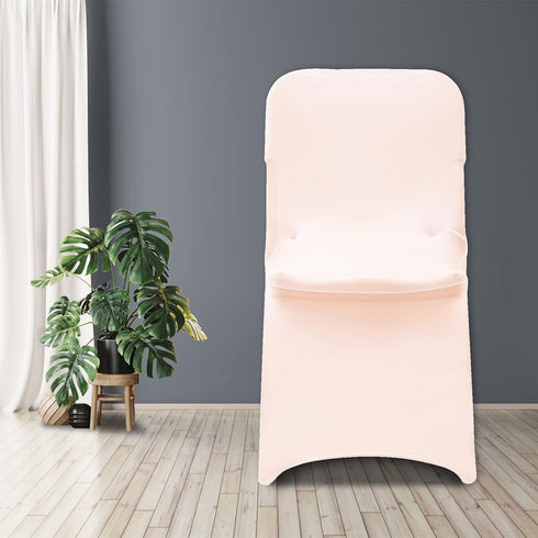 bricia 6 PCS Blush Pink Stretch Spandex Folding Chair Slipcovers, Dining Room Chair Covers Stretch Chair Slipcovers