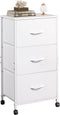 WLIVE Dresser with 3 Drawers, Fabric Nightstand, Cabinet with Wheels, Organizer Storage