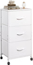 WLIVE Dresser with 3 Drawers, Fabric Nightstand, Cabinet with Wheels, Organizer Storage