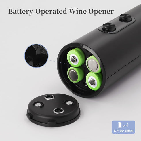 Electric Wine Opener Set, Battery Operated Corkscrew with Storage Base, Automatic Wine Opener for Home Bars (Black)