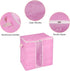uxcell 3pcs Clothes Storage Bag, Foldable Closet Organizer with Reinforced Handle for Bedding, Blankets, Clothing, Pink