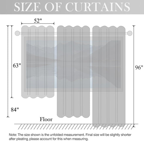 2 52 96 Inches Leeva Birds Pattern Sheer Curtains, Lightweight Rod Pocket Semi Sheer Curtain Drapes Window Decor
