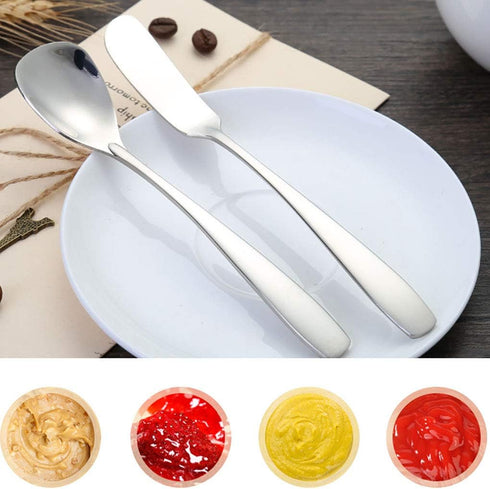 2-Pack Set, Stainless Steel Cheese Spreader and Dessert Spoon Yogurt Spoon, Spatula Knife for Cheese, Jelly, Jam