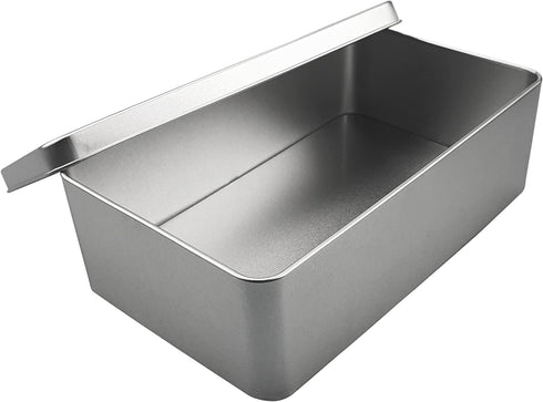 Silver Metal Tin Box Lids, Large Containers for Keeping Car Keys, Cookies, Pencil Case, 8.2 x 4.7 x 2.4 inch