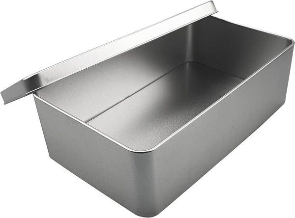 Silver Metal Tin Box Lids, Large Containers for Keeping Car Keys, Cookies, Pencil Case, 8.2 x 4.7 x 2.4 inch