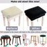 SINOSSO Soft Velvet Vanity Bench Cover, Stretch Washable Rectangle Saddle Bar Stool Slipcover - Black
