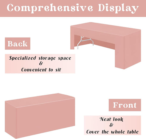 4 Pack 96 30 Inch 8 x Open Back Fitted Tablecloth Rectangle Table Fitted for Ft Folding Tables Polyester Table Cover