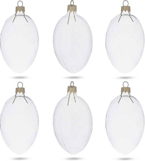 Set of 6 Clear Glass Egg Ornaments DIY Craft - 4 Inches