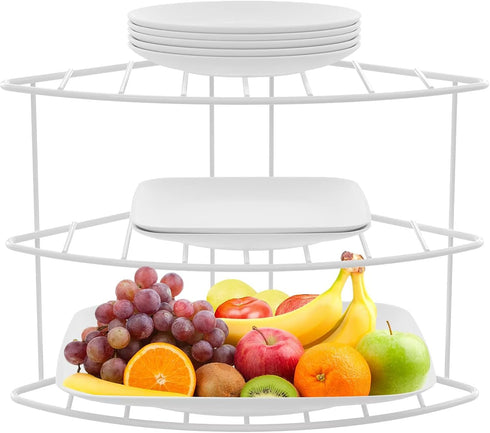 yaenoei 3-Tier Countertop (2, Kitchen Details Corner Shelf Organizer | Cabinet & Storage | Plates | Cups | Bowls White)