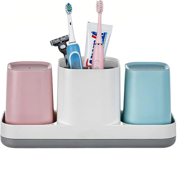 Toothbrush Holder for Bathroom, Kids Toothbrush Holder with Cups, Electric Toothbrush Holder