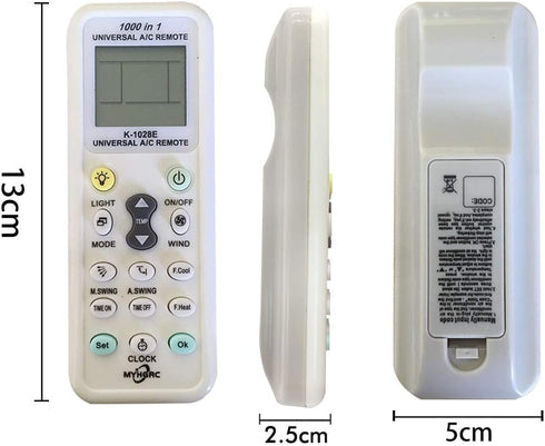 K-1028E Universal A/C Remote Control for Haier, Hitachi, Panasonic, LG, Sharp, Gree, Midea, Bosch, Toshiba, Sanyo