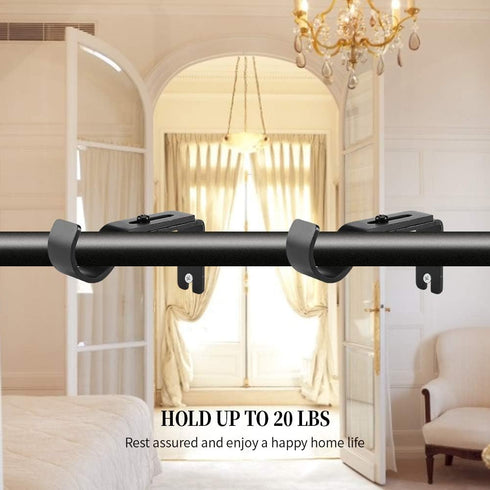 Heavy Duty Adjustable Curtain Rod Brackets, Rod Holders for 1 Inch Rod, Black Color, (Set of 4)