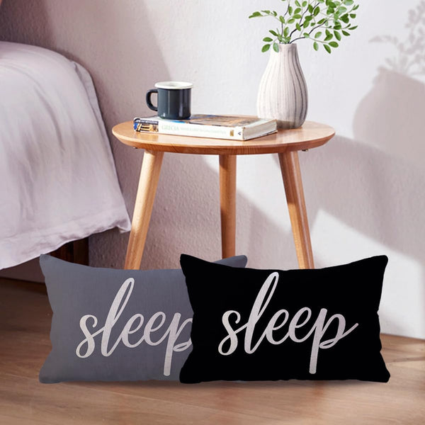 ULOVE LOVE YOURSELF Sleep Lumbar Throw Pillow Covers, Rustic Decorative 12 x 20 Inch Cushion Covers