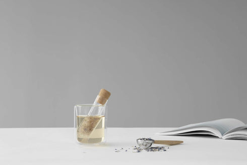 VIVA Travel Glass Tea Infuser Tube with Cork Lid for Brewing Tea On The Go