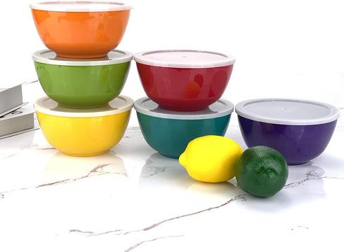 Set of 6 100% Melamine 28oz Salad Bowls, 6 inch Round Dinnerware for Home Dinner Party or Picnic, Break-resistant