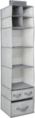 Closet 7 Shelves/3 mDesign Fabric Hanging Organizer - Over Rod Storage - Removable Drawers for Baby Nursery Bedroom
