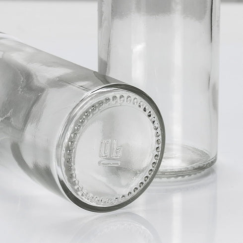 2 Pcs Glass Spice Jars/Bottles - 3oz Empty Round Spice Containers with Airtight Metal Caps and Shaker Lids (2, clear)