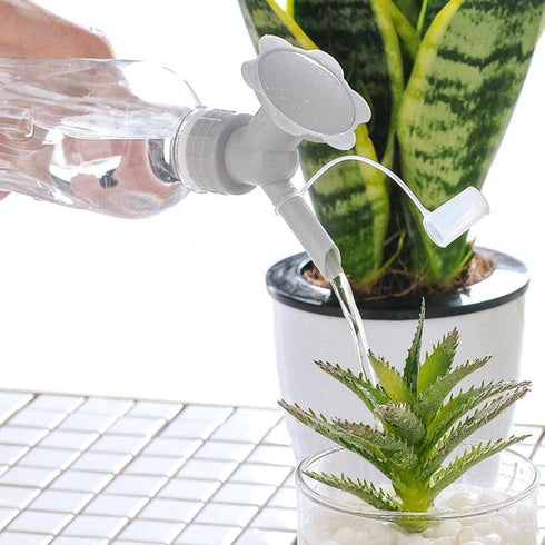 White Bottle Cap Sprinkler, 2 in 1 Reusable Plastic Nozzle for Flower Bottle Watering Cans, Garden Tool (Grey)