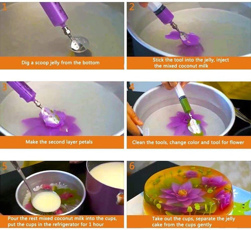 3D Pudding-Nozzle Stainless Steel Flowers Leaves Jelly-Art-Tools Cake Needles Gelatin Tools (AH)