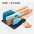 Black Silicone Spoon Rest with Drip Pad - Heat-Resistant Utensil Rest & Spoon Holder for Kitchen Counter