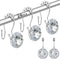 Shower Curtain Hooks Rings, 12PCS Double Hooks Glide Anti Rust Crystal Rhinestones for Shower Curtains