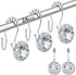 Shower Curtain Hooks Rings, 12PCS Double Hooks Glide Anti Rust Crystal Rhinestones for Shower Curtains