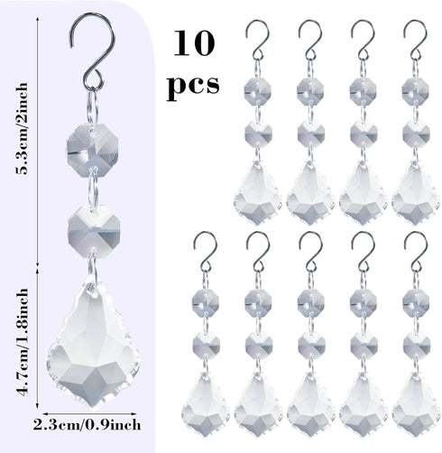 10pcs 38mm 50mm Crystal Sun Catcher, Clear Maple Leaf Crystal Chandelier Prism Pendant Parts, Suncatchers Hanging