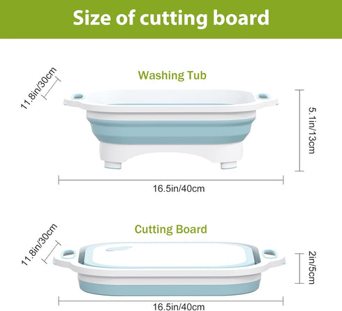HI NINGER Collapsible Cutting Board, Foldable Chopping Board, Space Saving 2 in 1 Storage Basket for