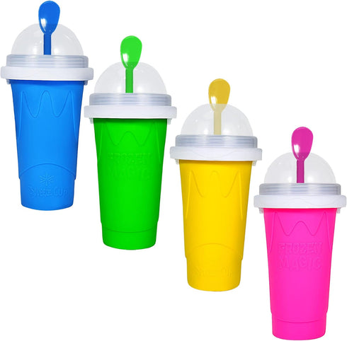 TIK TOK Slushy Cup - Frozen Magic Squeeze Cup, Ice Cream Maker Cup, DIY Cool Gadgets with Lid & Straw (GREEN)