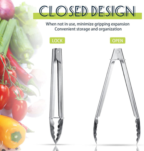 Stainless Steel Kitchen Tongs Set - 7 Inch Metal Tongs for Cooking, Salad, Grilling, Barbecue, 18 Pieces