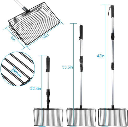 Kalekey Chicken(22.4 42 Inch), 10 Inch Large Chicken Poop Scooper, Stretchable Litter Scooper for to Detachable Heavy