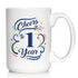 Cheers to 1 Year Coffee Mug Gift, 15oz White Ceramic Mug for Women & Men, 1st Anniversary Party Decor
