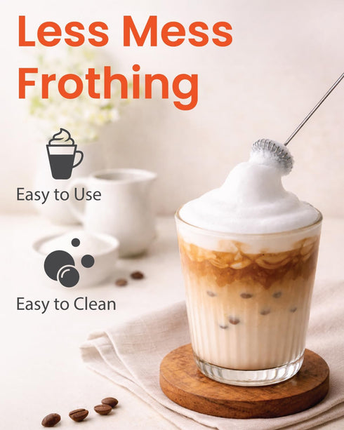 Elementi Powerful Matcha Whisk Lightweight Matcha Frother Wand & Drink Mixer Handheld, High Speed Mini Whisk for Tea