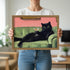 8x10 inch Funny Black Cat Martini Wall Art Eclectic Whimsical Cat Wall Decor Cocktail Bar Cart Painting Canvas Print