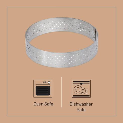 De Buyer PERFORATED TART RING, Round, 9.64" in Stainless Steel, 0.75" High