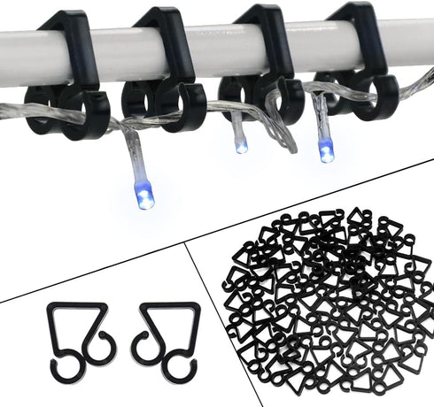 Vikdio 30 Pcs Black Gutter Hooks for Christmas Lights, Holiday Light Clips, Gutter Clips for Outdoor String Icicle
