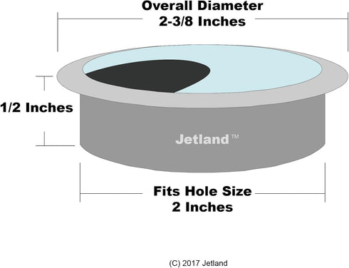 Jetland Desk Grommet for Wire Organizer - Brushed Silver, Fits 2" Hole, GBS53 (2-Pack)