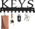 Black Key Holder Wall Mount, Decorative Key Rack Organizer with 10 Hooks, Metal Adhesive Keychain Holder