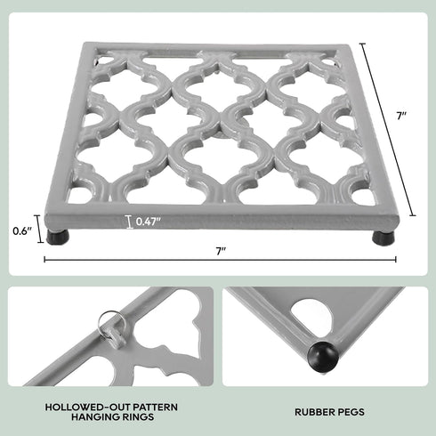 JOGREFUL Cast Iron Trivet Mats, Vintage Heat Resistant Kitchen Pot Holders for Teapot/Hot Dishes/Plates