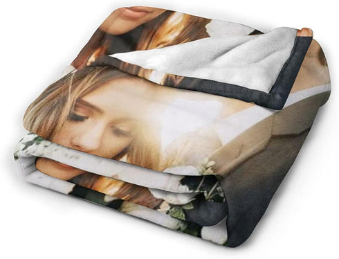 QETXVI 50"x 60" Custom Blanket with Photos Text Customized Blanket Personalized Flannel Throw Blankets for Adult Kid