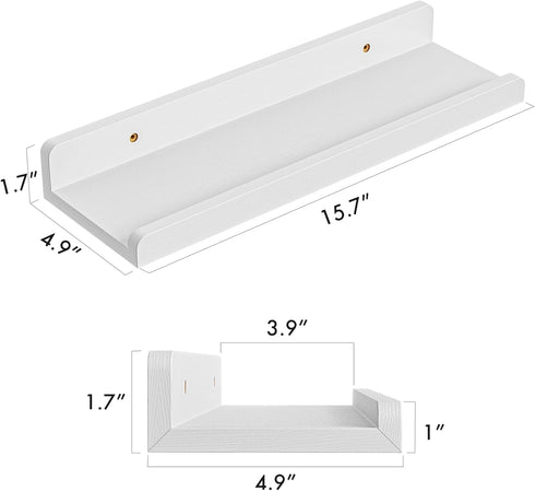 YUFLINX 16White Set 6,Nursery Floating Shelves for Wall with Anti-Crash Design of Book Shelves for Room
