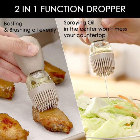 2 1 T-OB22, Oil Dispenser Bottle with Brush - IN Glass Olive Oil Storage and Container with Silicone Basting Brush