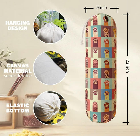 Cat Pattern Grocery Bags Holder, Wall Mount Organizer for Shopping Bags, Perfect for Pet Lovers' Home