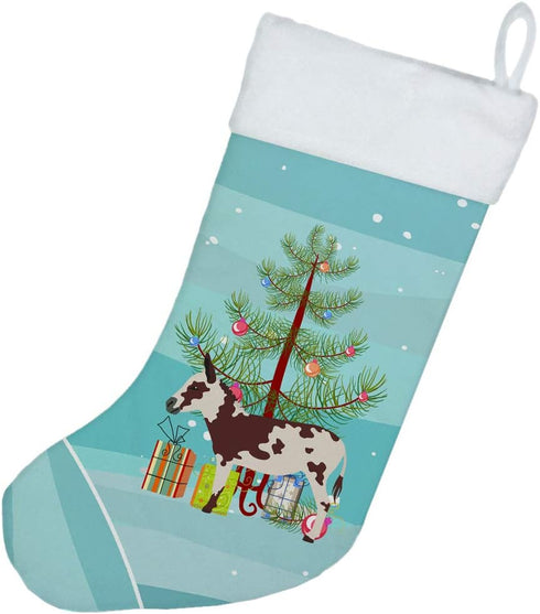 Caroline's Treasures BB9218CS American Spotted Donkey Christmas Stocking, Teal Fireplace Hanging Stockings for Holiday