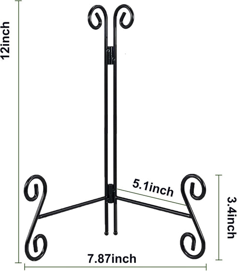 12 Inch Plate Stands for Display, 2 Pack Black Iron Adjustable Easel Stand for Photo Frame, Plate, Home Decoration