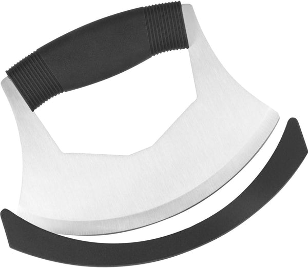Luxiv Mezzaluna Knife Salad Chopper - Stainless Steel Mezzaluna Knife with Protection Cover, Vegetable Chopper for