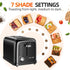 Black 2 Slice Toaster, Extra Wide Slot for Bagels, 7 Shade Settings, Removable Crumb Tray